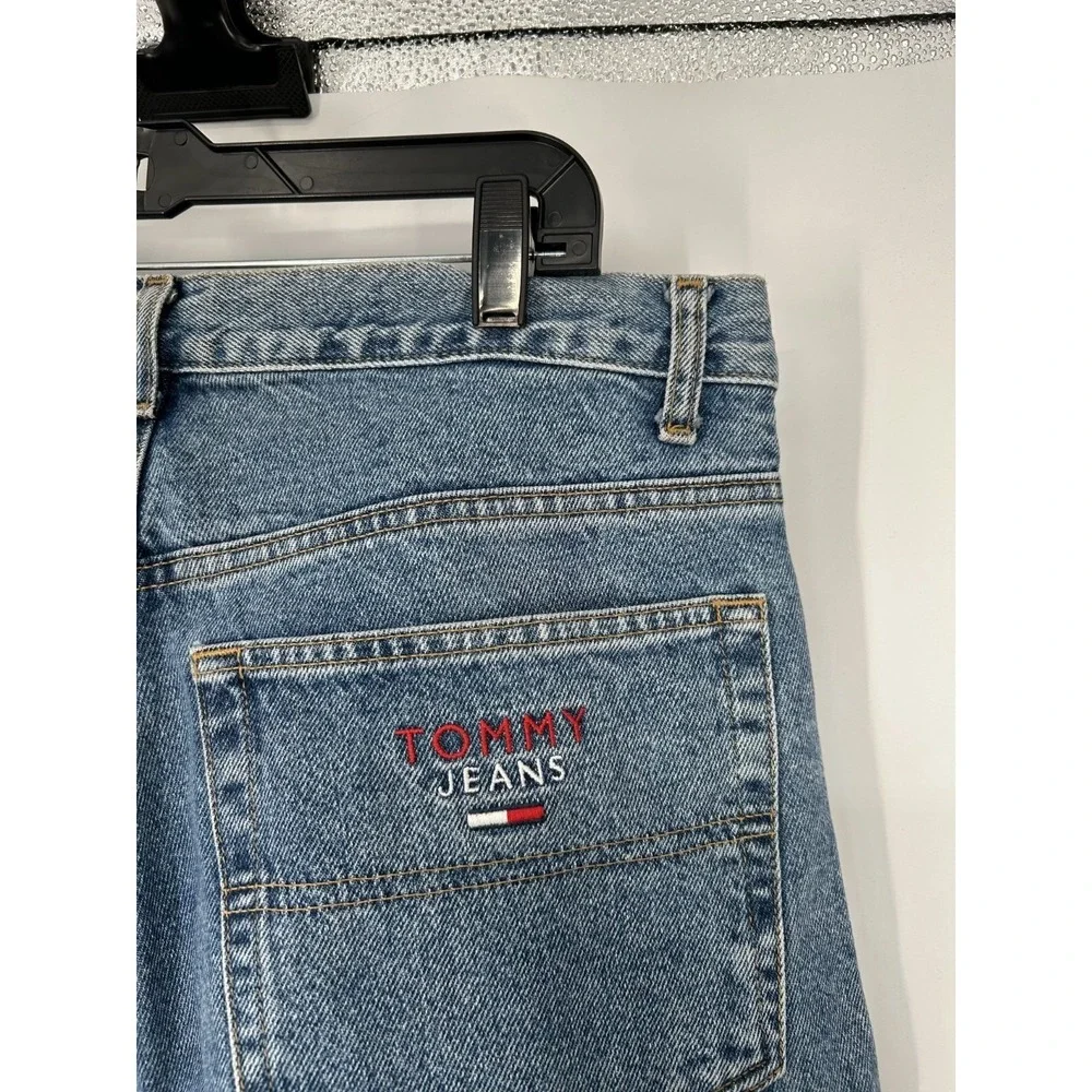 Tommy Hilfiger Jeans Men 34x34 Blue Denim Baggy Vintage 90s Embroidered Straight